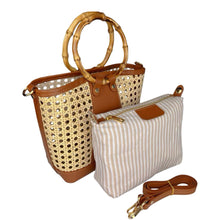 Load image into Gallery viewer, Lucia Cane &amp; Bamboo Handle Handbag | Ivory
