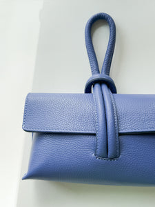 Wristlet Leather Handbag | Blue