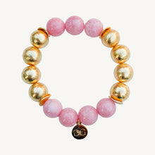 Load image into Gallery viewer, Rose Quartz and Gold Beads Bracelet | 12mm
