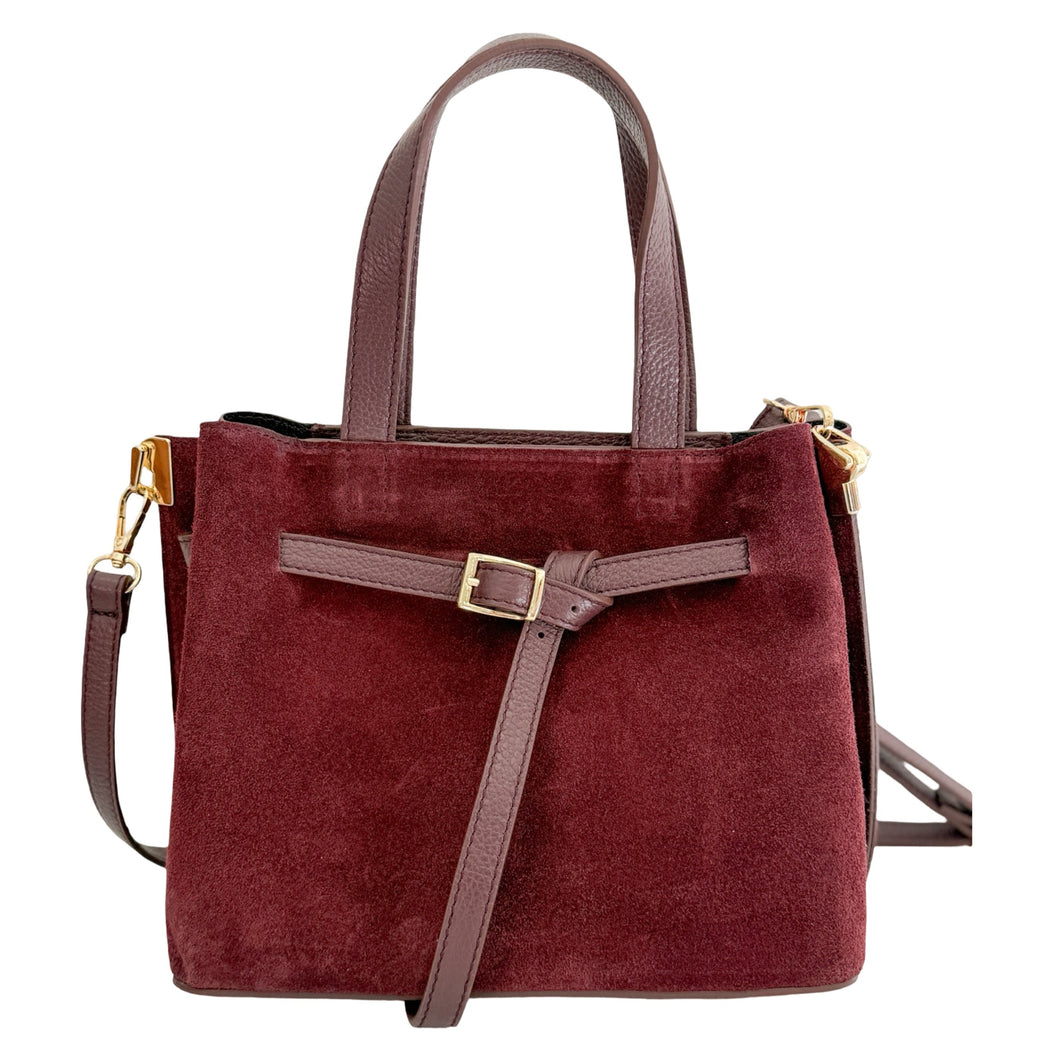 Suede Carlota Handbag | Burgundy
