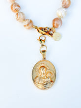 Load image into Gallery viewer, Virgin Mary and Jesus Gold Coin Charm Pendant
