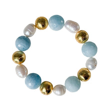 Charger l'image dans la galerie, Aquamarine and Fresh Water Pearls Bracelet
