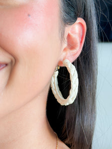 Braided Raffia Hoop Earrings