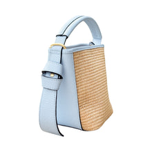 Load image into Gallery viewer, Julia Raffia and Leather Handbag | Light Blue

