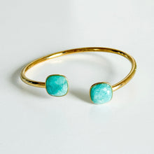 Cargar imagen en el visor de la galería, Arianna Semiprecious Stones Bangle Bracelet | Amazonite
