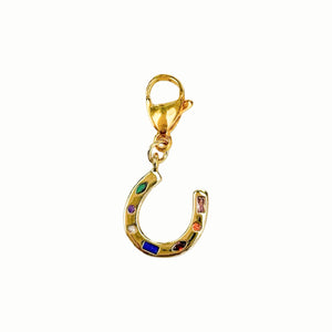 Multi Stone Horse shoe Charm Pendant