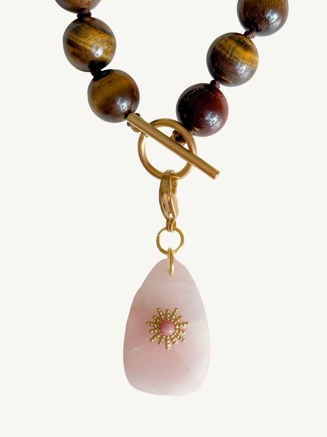 Rose Quartz Stone Pendant | Rose Starburst