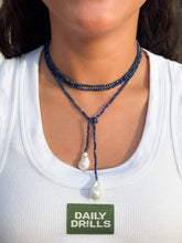 Load image into Gallery viewer, Isabella Semi-Precious Stone &amp; Baroque Pearl Wrap Necklace | Lapis Blue
