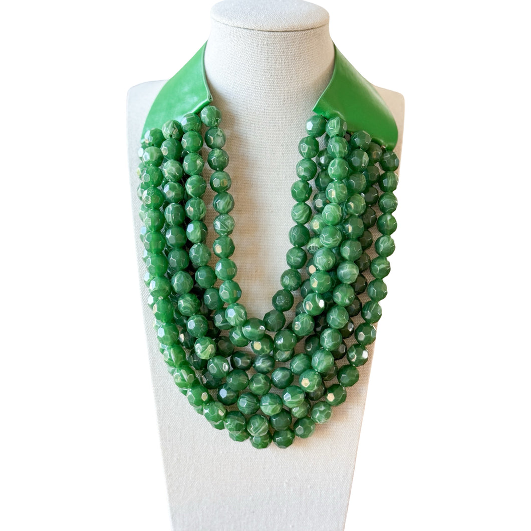 Shannan Beaded Layered Necklace | Holiday Green