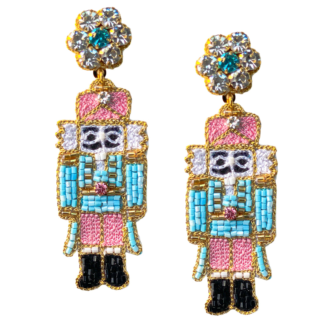 Pink Holiday Nutcracker Earrings