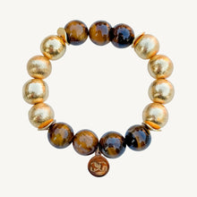 Load image into Gallery viewer, Tiger&#39;s Eye and Gold Beads Bracelet | 12mm
