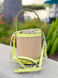 Monte-Carlo Raffia Bucket Handbag | Lemon Yellow