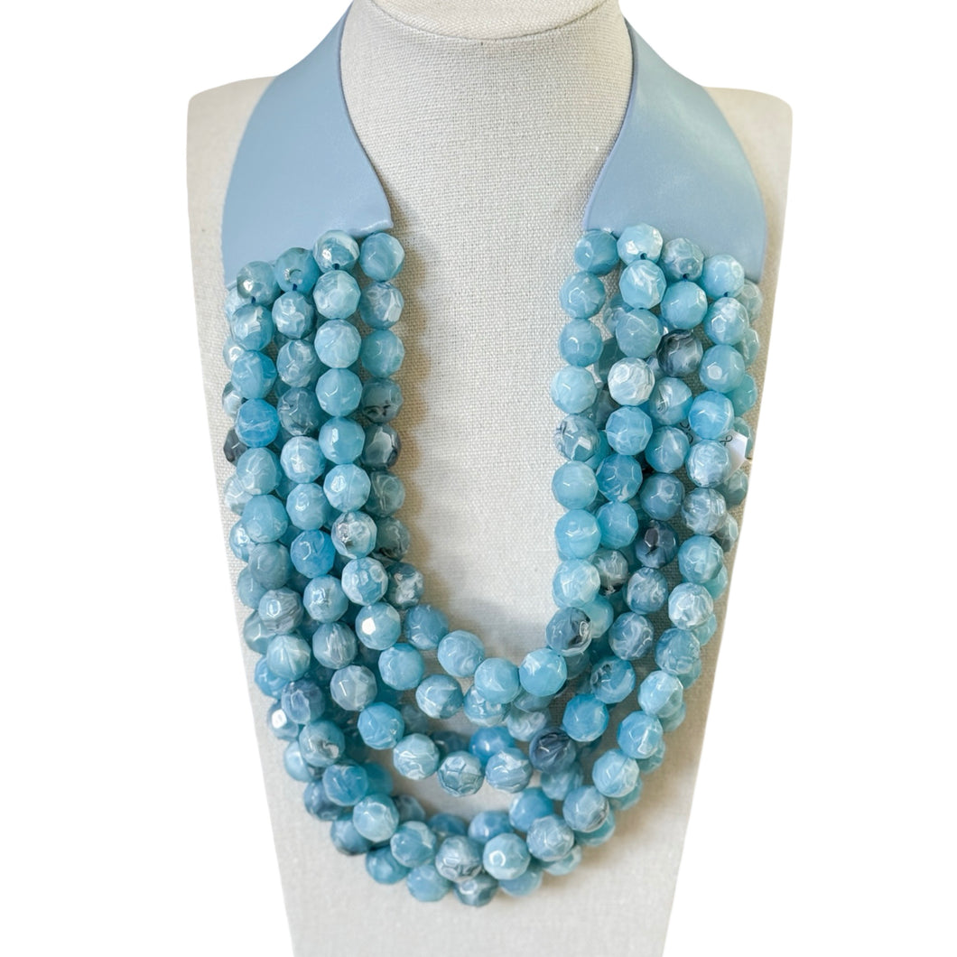 Shannan Beaded Layered Necklace | Sky Blue