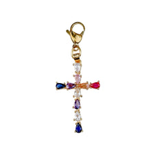 Load image into Gallery viewer, Multicolored Stones Cross Charm Pendants
