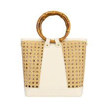 Load image into Gallery viewer, Lucia Cane &amp; Bamboo Handle Handbag | Ivory
