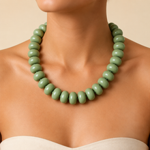 Load image into Gallery viewer, Rondelle Chunky Resin Bead Statement Necklace | Green
