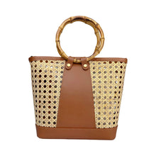 Load image into Gallery viewer, Lucia Cane &amp; Bamboo Handle Handbag | Brown
