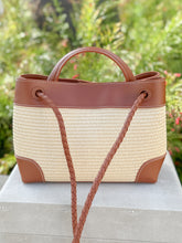 Load image into Gallery viewer, Venice Raffia &amp; Leather Handbag | Brown
