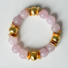 Cargar imagen en el visor de la galería, Pink Jade Gold Bracelet
