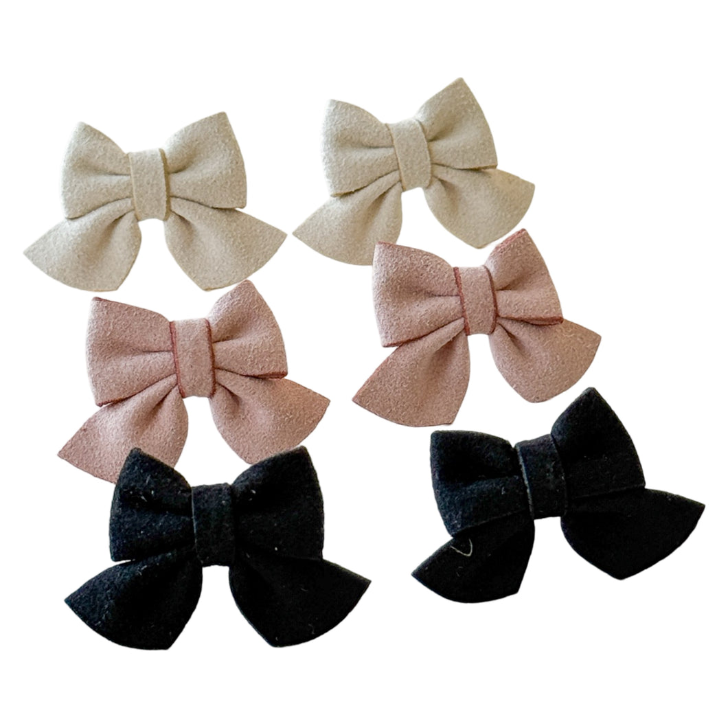 Mini Textile Bow Stud Earrings