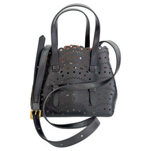 Load image into Gallery viewer, Mini Mia Perforated Leather Handbag | Black
