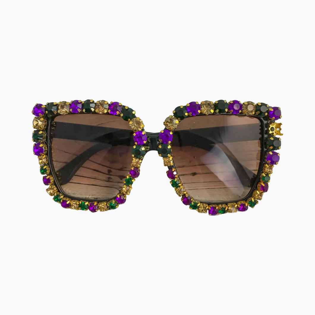 Rhinestone Mardi Gras sunglasses