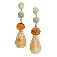 Cargar imagen en el visor de la galería, Rattan drop with stone Earrings
