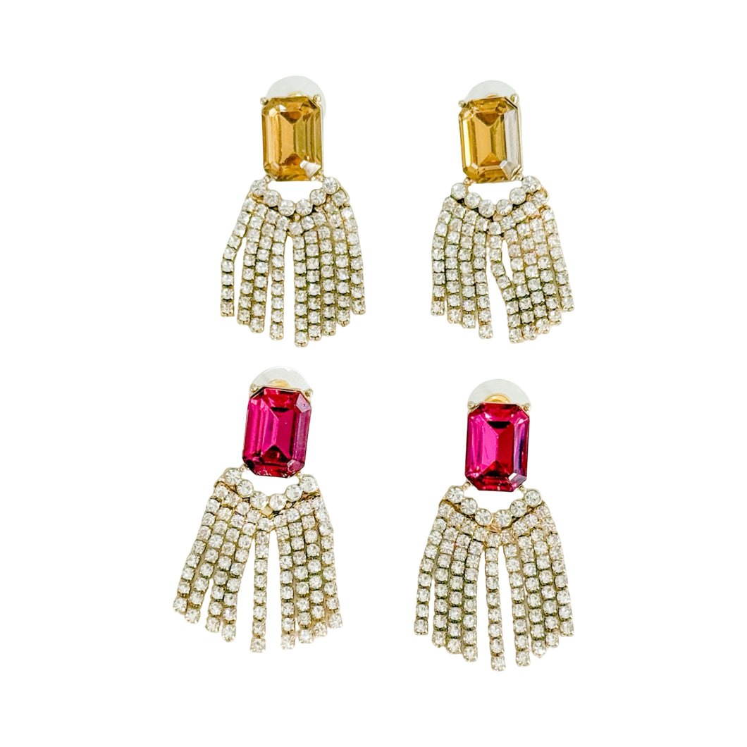Anastasia Rhinestone Fringe Earrings