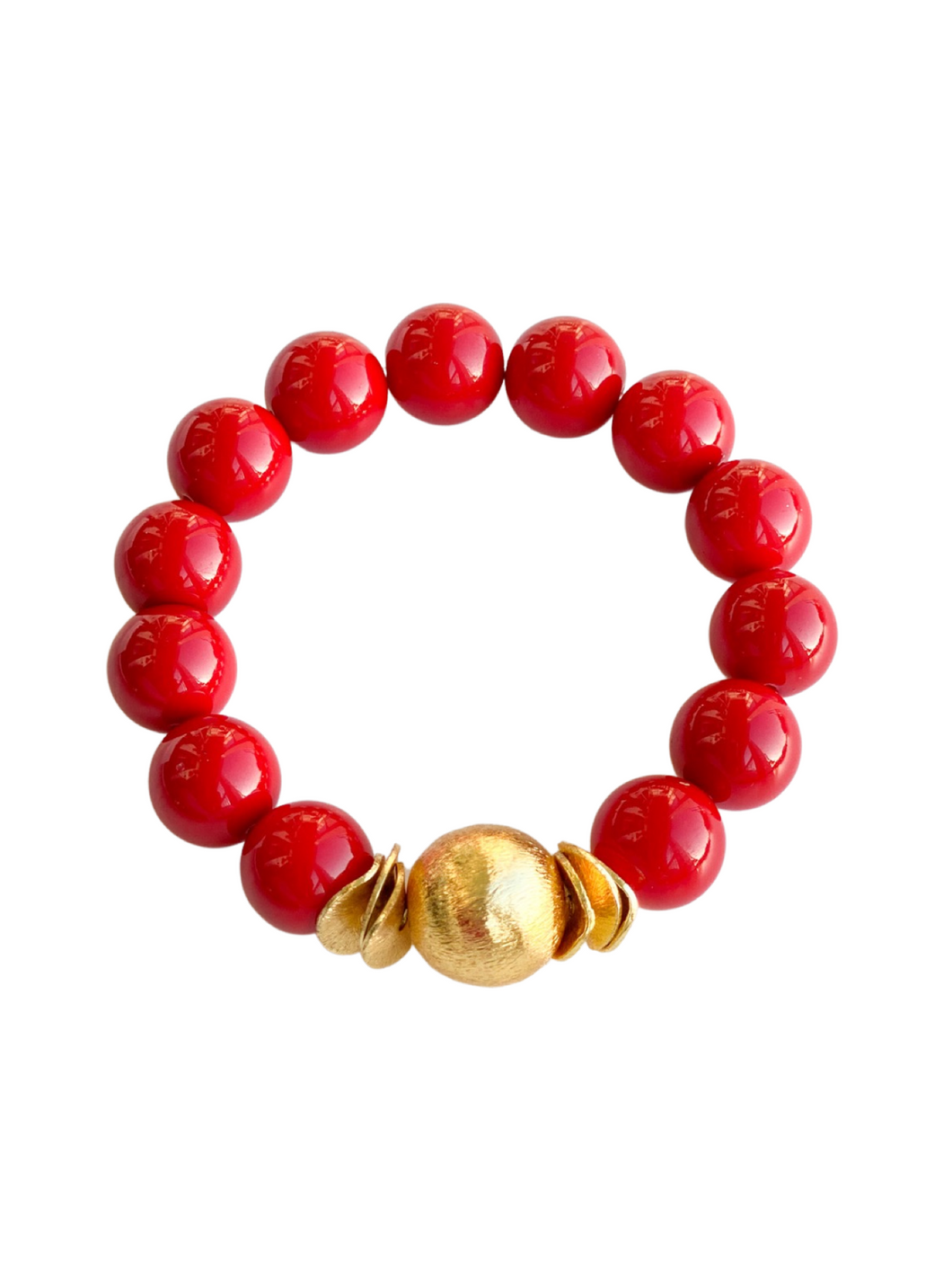 Bracelet Candace Perles de verre rouges | 12 mm et 14 mm