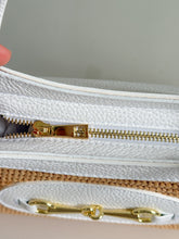 Load image into Gallery viewer, Donatella Raffia &amp; Leather Top Handle Handbag | Ivory
