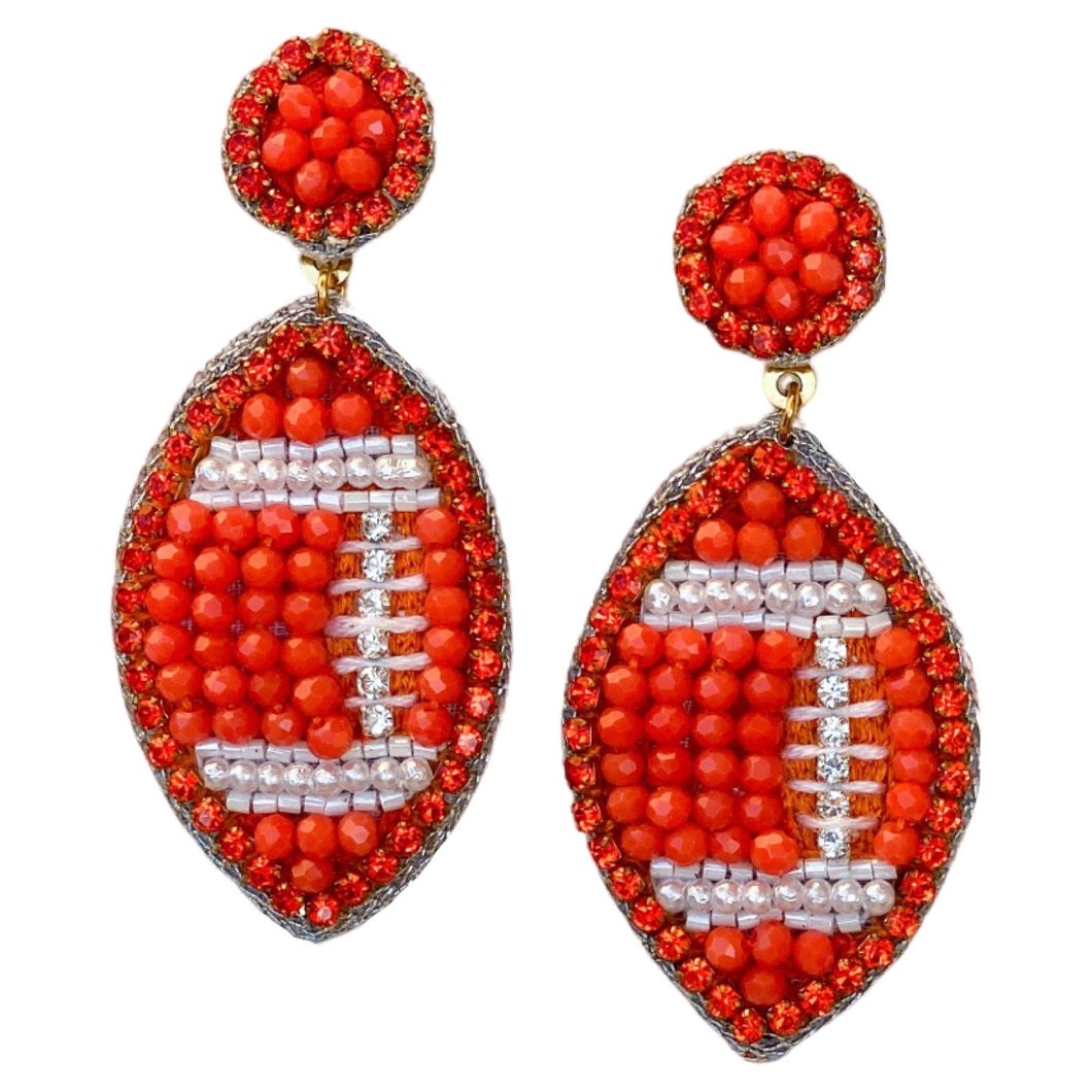 Boucles d’oreilles de football GameDay en perles orange
