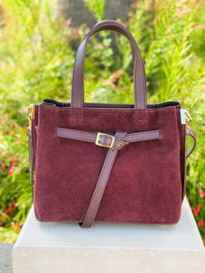 Suede Carlota Handbag | Burgundy