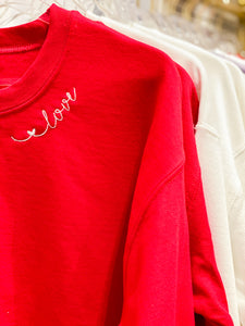 Embroidered Love Sweatshirt | Red