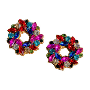 Festive Wreath Earrings | Bright Muticolor