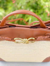 Load image into Gallery viewer, Venice Raffia &amp; Leather Handbag | Brown
