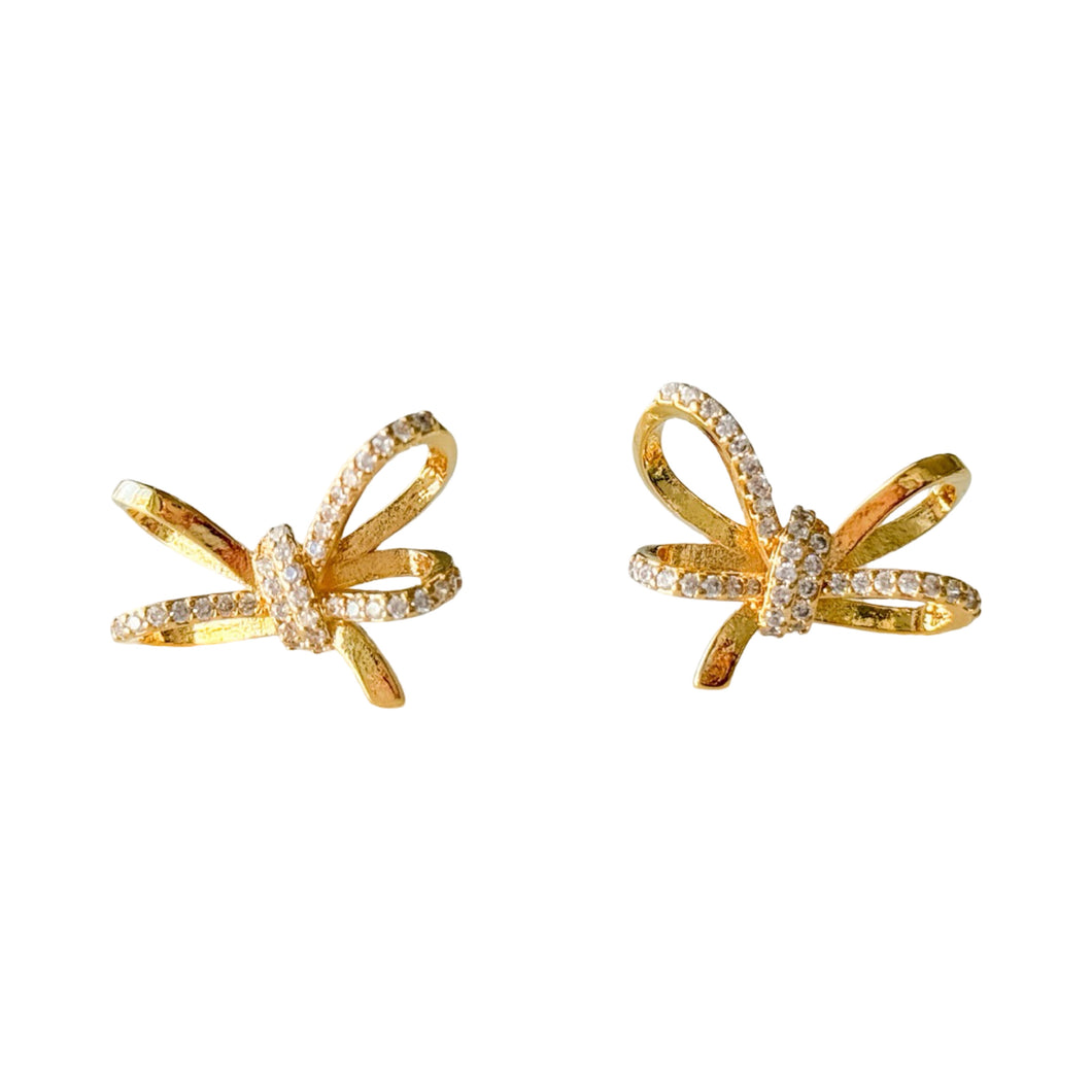 Adrianna Gold Metal Bow Stud Earrings