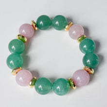 Cargar imagen en el visor de la galería, Green Aventurine and Pink Jade Bracelet
