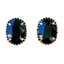 Load image into Gallery viewer, Night Out Oval Stone Earrings Black
