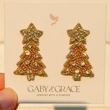 Load image into Gallery viewer, Twinkle Christmas Tree Earrings | Golden &amp; Silver

