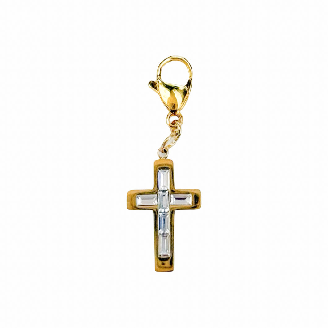 Clear Crystals Cross Charm Pendant