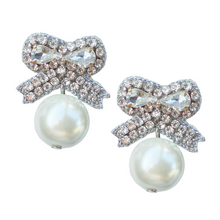 Load image into Gallery viewer, Collette Bow &amp; Pearl Earrings
