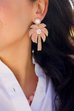 Load image into Gallery viewer, Pink Palm Tree Beaded Earrings
