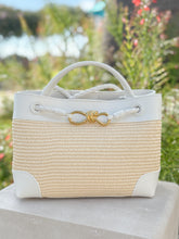 Load image into Gallery viewer, Venice Raffia &amp; Leather Handbag | Ivory
