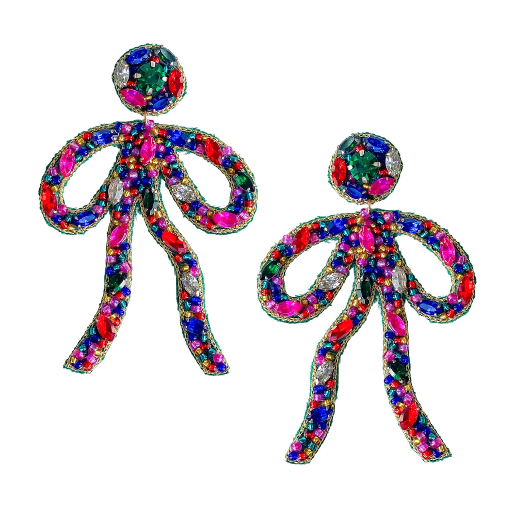 Coquette Embroidered Earrings | Multicolor