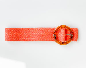 Raffia Stretchy Belt | Orange