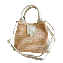 Cargar imagen en el visor de la galería, Hazel Raffia &amp; Leather Handbag | Ivory
