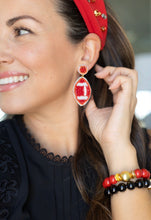Load image into Gallery viewer, Red Beaded GameDay Football Earrings
