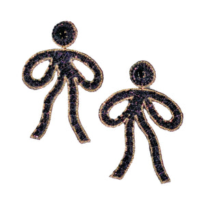 Coquette Embroidered Earrings | Black