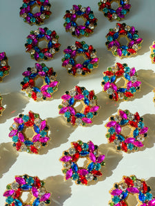 Festive Wreath Earrings | Bright Muticolor