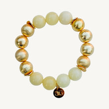Load image into Gallery viewer, Yellow Jade and Gold Beads Bracelet | 12mm
